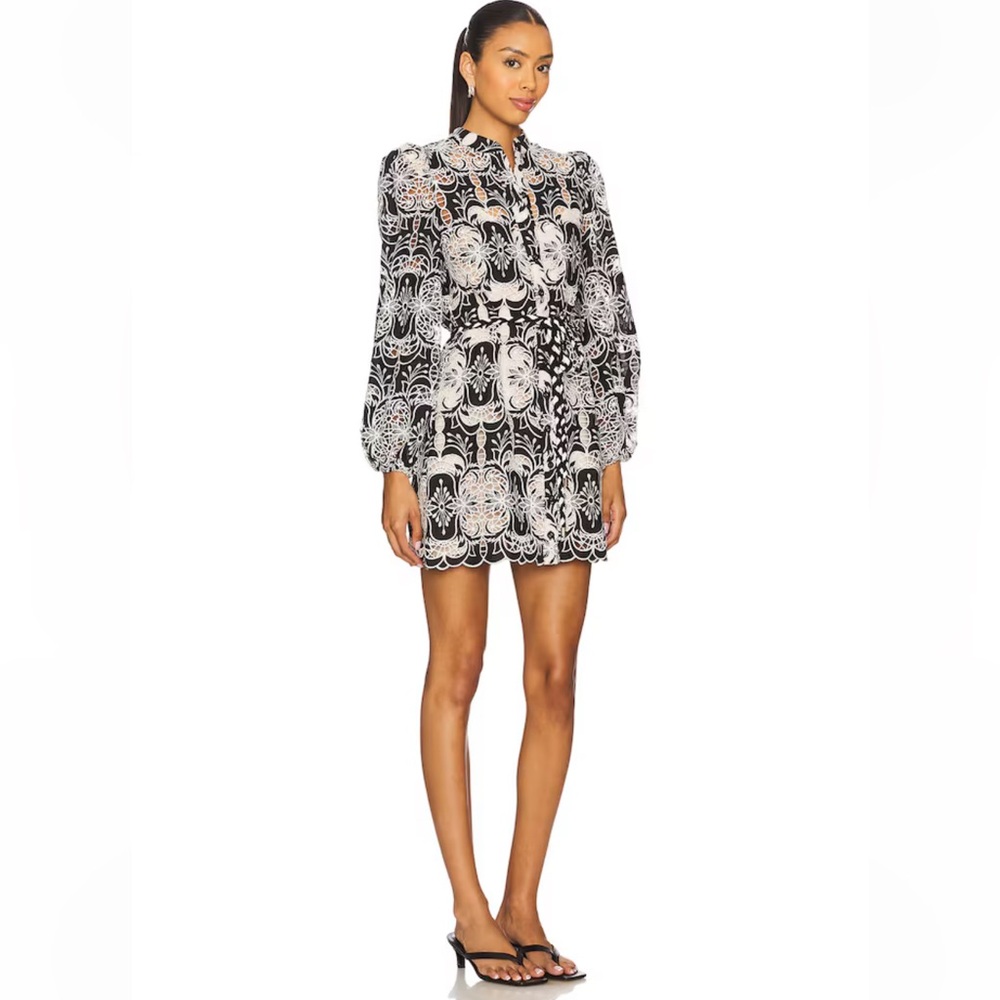 Elliatt Jolie Long Sleeve Mini Dress in Black & White NEW Revolve - Picture 4 of 10